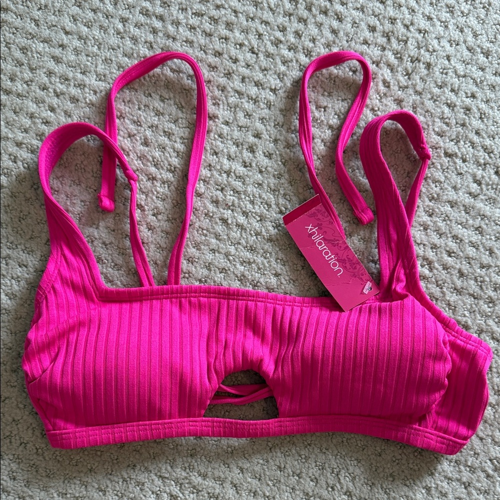 Xhilaration Fuchsia Ribbed bikini, top, hot, pink ribbed, medium